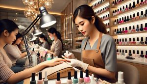 Phụ nữ Việt Nam đang bận rộn làm việc trong tiệm nail